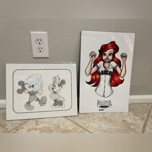 Disney Art Print Sketches Ariel Ballpark Princess Diamondbacks And Micky Minnie